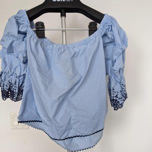Zara - Blue off-shoulder blouse